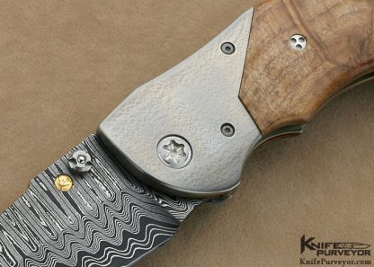 Allen Elishewitz Custom Knives Damascus & Burlwood Linerlock - Image 2