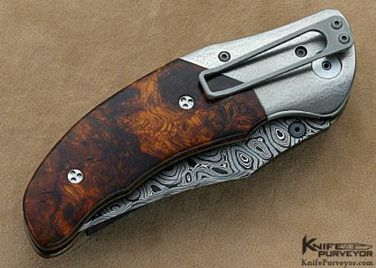 Allen Elishewitz Custom Knives Damascus & Desert Ironwood Linerlock - Image 3