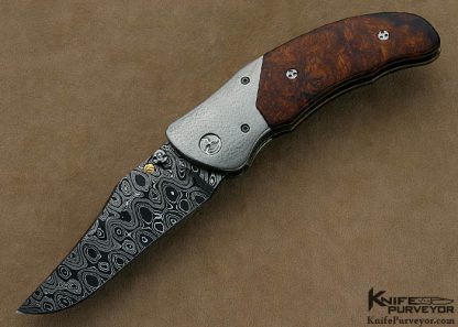 Allen Elishewitz Custom Knives Damascus & Desert Ironwood Linerlock