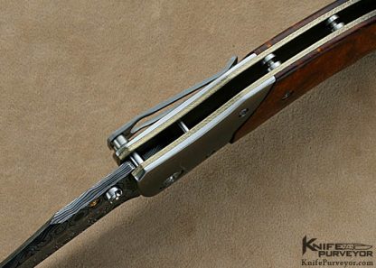 Allen Elishewitz Custom Knives Damascus & Desert Ironwood Linerlock - Image 5