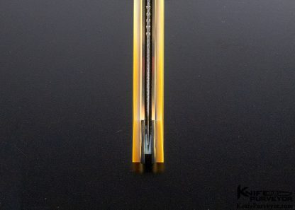 Owen Wood Custom Knife Sole Authorship "Chevron & Explosion" Damascus & South Sea Gold Lip Pearl Shell Linerlock Dagger Engraved By Amayak Stepanyan with 24Kt Gold Inlays - Image 7