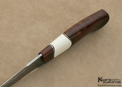 Anders Hedlund Custom Knife Mosaic Damascus Scrimshawed Mammoth Ivory "Lynx Hunter" - Image 8
