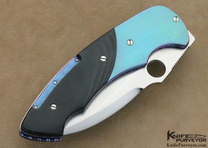 Andre DeVillers Custom Knives Anodized Titanium & Black Micarta Linerlock - Image 4