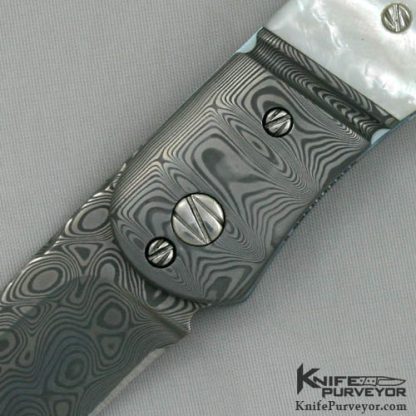 Andre DeVillers Pearl & Damascus Liner Lock - Image 2