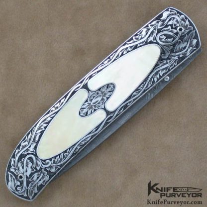 Andre van Heerden Custom Knife Goldlip Pearl Interframe Linerlock Engraved by Helen van Wyck - Image 3