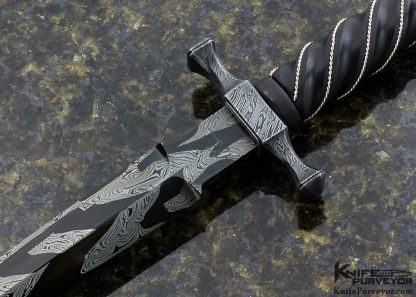 Andrew Meers Custom Knife Master Smith Quinlion Dagger Fluted African Blackwood - Image 2