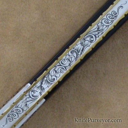 Andy Shinosky Custom Knife Sole Authorship Engraved Blacklip Pearl Dagger - Image 4
