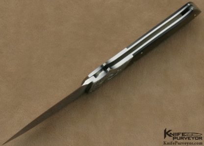 Andy Shinosky Custom Knives Ray Cover Jr. Engraved Black Lip Tahitian Pearl Shell Lockback - Image 7
