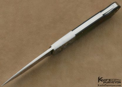 Andy Shinosky Custom Knives Ray Cover Jr. Engraved Black Lip Tahitian Pearl Shell Lockback - Image 5