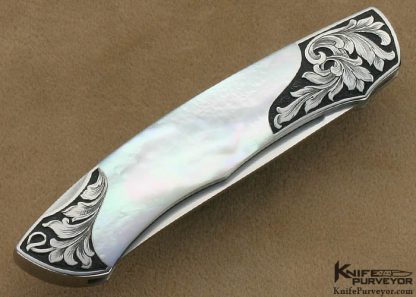 Andy Shinosky Custom Knife Sole Authorship Engraved Mother of Pearl Lockback - Image 3