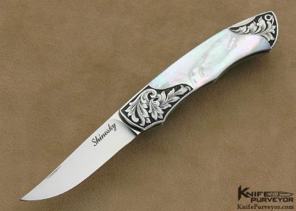 Andy Shinosky Custom Knife Sole Authorship Engraved Mother of Pearl Lockback