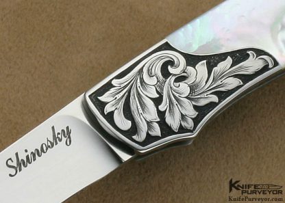 Andy Shinosky Custom Knife Sole Authorship Engraved Mother of Pearl Lockback - Image 2