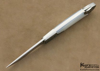 Andy Shinosky Custom Knife Sole Authorship Engraved Mother of Pearl Lockback - Image 4