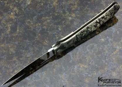 Andy Shinosky Custom Knife Fossilized Dinosaur Bone Lock Back Engraved by Tim George (Featured in a Video) - Image 7