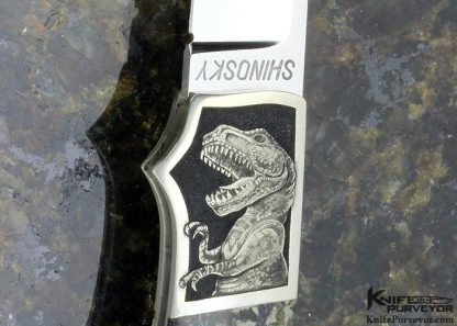 Andy Shinosky Custom Knife Fossilized Dinosaur Bone Lock Back Engraved by Tim George (Featured in a Video) - Image 3