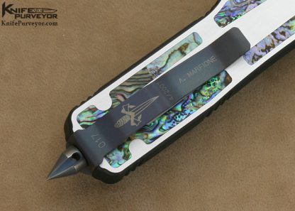 Tony Marfione Custom Microtech "Scarab" with Abalone Inlays and Mirror Polished Blade - Image 4