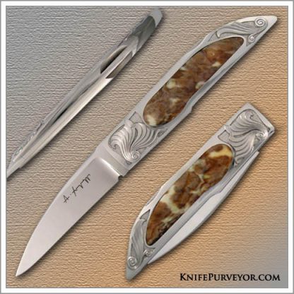 Antonio Fogarizzu Custom Knife Tortoise Shell Underbelly Lockback Engraved by Amayak Stepanyan