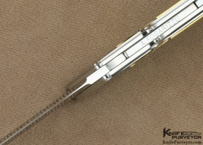 Antonio Fogarizzu Custom Knife Exotic Material Double Interframe Lockback with 14Kt Gold Accents & Toothpick - Image 7