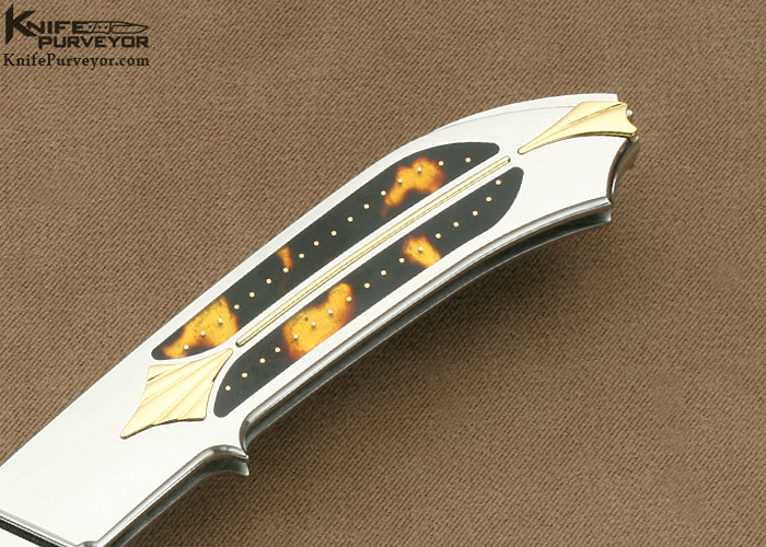 Antonio Fogarizzu Custom Knife Exotic Material Double Interframe Lockback with 14Kt Gold Accents & Toothpick - Image 3