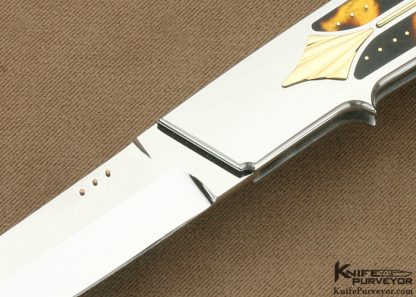 Antonio Fogarizzu Custom Knife Exotic Material Double Interframe Lockback with 14Kt Gold Accents & Toothpick - Image 2