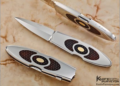 Antonio Fogarizzu Custom Knife Pique Pen Shell & 18Kt Gold Lockback Dagger