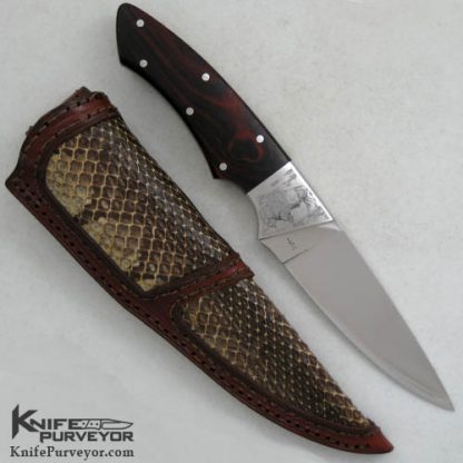 Arpad Bojtos Custom Knife Sole Authorship Engraved Rosewood Hunter - Image 3