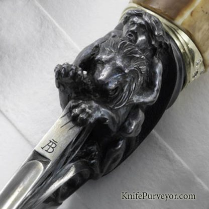 Arpad Bojtos Custom Knife "Hercules and the Nemean Lion" Art Knife - Image 2