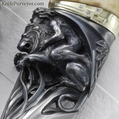 Arpad Bojtos Custom Knife "Hercules and the Nemean Lion" Art Knife - Image 3
