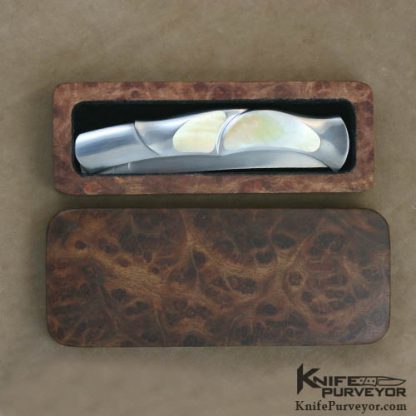 Bailey Bradshaw Custom Knife Scultpted Steel & Gold Lip Pearl Self Lock - Image 5