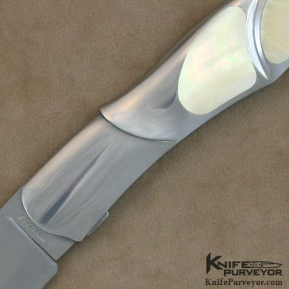 Bailey Bradshaw Custom Knife Scultpted Steel & Gold Lip Pearl Self Lock - Image 2