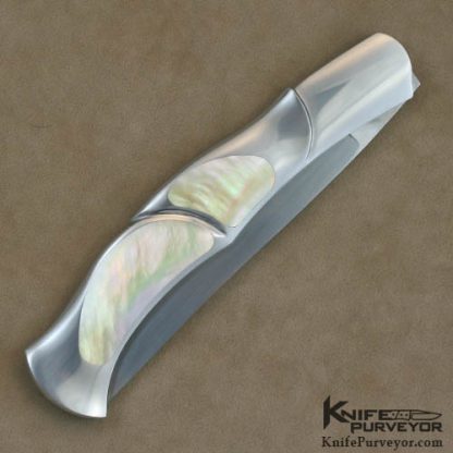 Bailey Bradshaw Custom Knife Scultpted Steel & Gold Lip Pearl Self Lock - Image 3