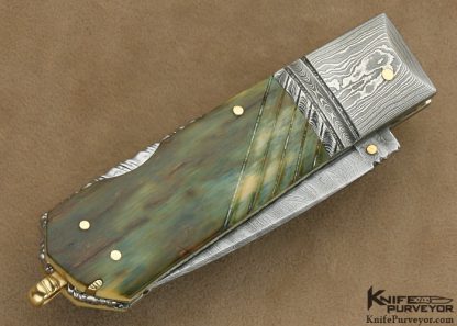 Barry Davis Custom Knife Sole Authorship Damascus with 18Kt Gold Pins & Toothpick Lockback - Image 3