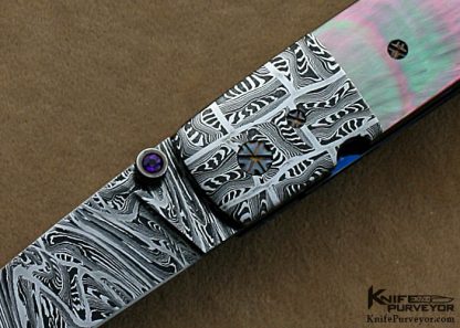 Barry Gallagher Custom Knife Blacklip Pearl & Sole Authorship Damascus Linerlock - Image 2