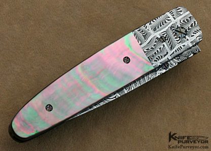 Barry Gallagher Custom Knife Blacklip Pearl & Sole Authorship Damascus Linerlock - Image 3