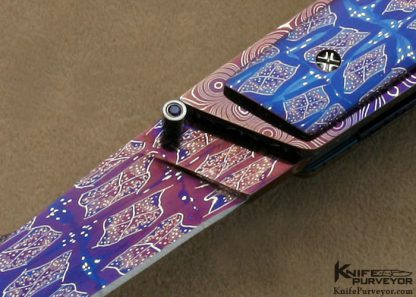Barry Gallagher Custom Knife Mother of Pearl & Blued Sole Authorship Damascus Linerlock - Image 2