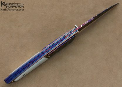 Barry Gallagher Custom Knife Mother of Pearl & Blued Sole Authorship Damascus Linerlock - Image 6