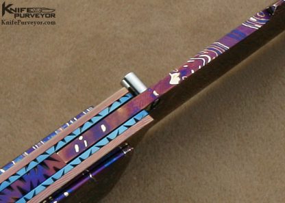 Barry Gallagher Custom Knife Mother of Pearl & Blued Sole Authorship Damascus Linerlock - Image 8