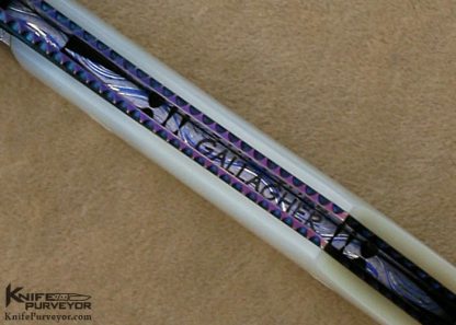 Barry Gallagher Custom Knife Mother of Pearl & Blued Sole Authorship Damascus Linerlock - Image 6