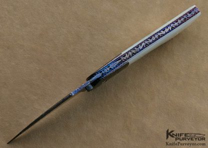 Barry Gallagher Custom Knife Mother of Pearl & Blued Sole Authorship Damascus Linerlock - Image 4
