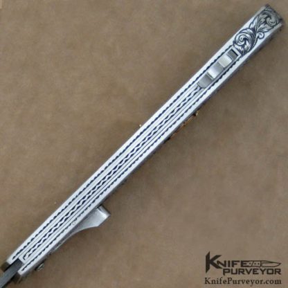 Ben Shostle Custom Knife Sole Authorship Engraved Automatic with Damascus Blade - Image 4