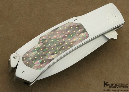 Collaboration Between Charly Bennica & Emanuel Esposito Custom Knife Mosiac Tiled Blacklip Tahitian Pearl Shells with 24Kt Gold Dots Inlaid Lockback Dagger - Image 3
