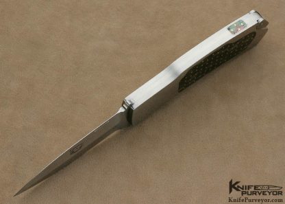 Collaboration Between Charly Bennica & Emanuel Esposito Custom Knife Mosiac Tiled Blacklip Tahitian Pearl Shells with 24Kt Gold Dots Inlaid Lockback Dagger - Image 5
