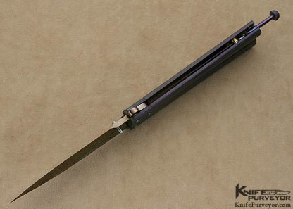 Bertie Rietveld Custom Knives Dragonskin Damascus & Titanium Balisong - Image 5