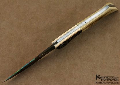 Berite Rietveld Custom Knives Carved and Colored Dragonskin Damascus  "Makiti" Folder - Image 4