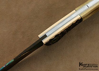 Berite Rietveld Custom Knives Carved and Colored Dragonskin Damascus  "Makiti" Folder - Image 5