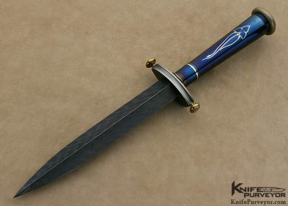 Bertie Rietveld Custom Knife Sole Authorship Damascus  Titanium "Lotus" Dagger