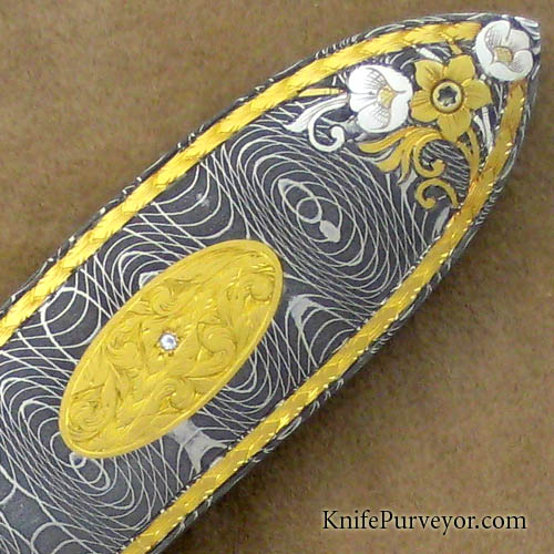 Bill Ankrom Custom Knife Damascus Linerlock Engraved by Gil Rudolph ...