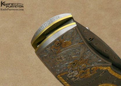 Bill Ankrom Custom Knife Damascus Linerlock Engraved by Gil Rudolph - Image 7