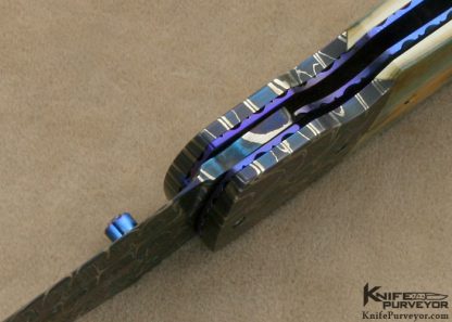 Bill Coffey Custom Knife Blued Robert Eggelring Damascus Linerlock - Image 9