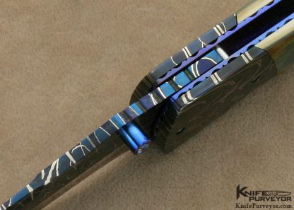 Bill Coffey Custom Knife Blued Robert Eggelring Damascus Linerlock - Image 7